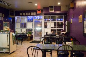 The interior of La Morada restaurant in the Mott Haven neighborhood of the South Bronx. Morada means both “dwelling” and “purple” in Spanish. 