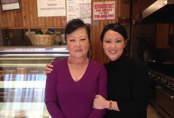 Elza Kim and her daughter Svetlana at the original restaurant in Bensonhurst. Photo: Cassandra Basler.