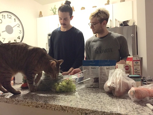 The couple puts the finishing touches on their meal. Photo: Brittany Robins.