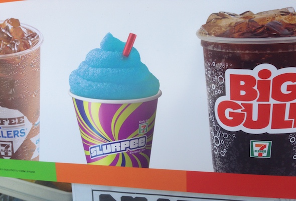 Advertisement for a blue raspberry Slurpee from 7-11. Photo: Lisa Spear