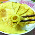 Chinese egg crepes with scallion